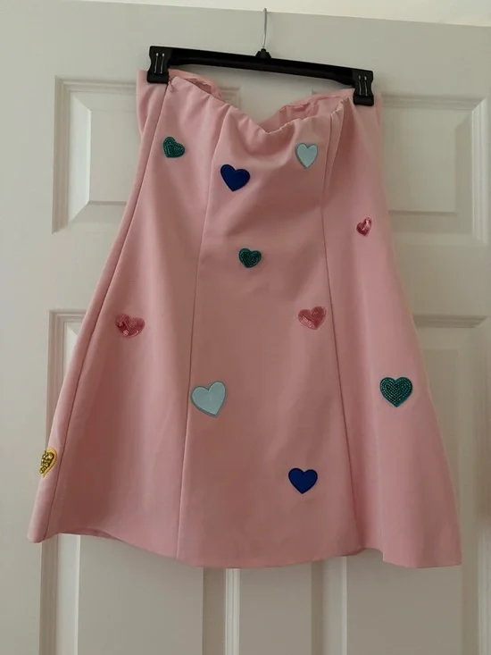 Anthropologie bedazzled pink mini heart jewel dress (NWT!!) women's size S - Picture 5 of 7